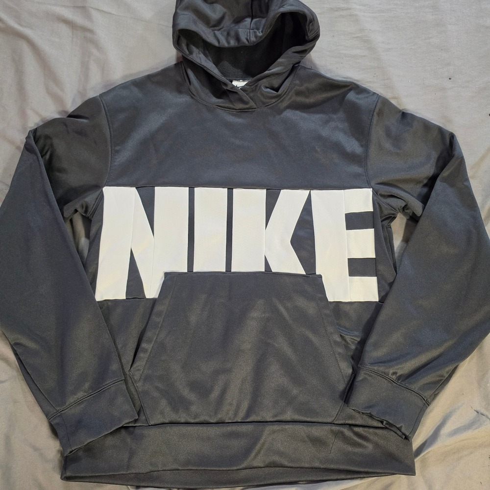 Nike Therma-FIT Mens Hoodie Black White Block Logo Pullover DR7224-011 Size M